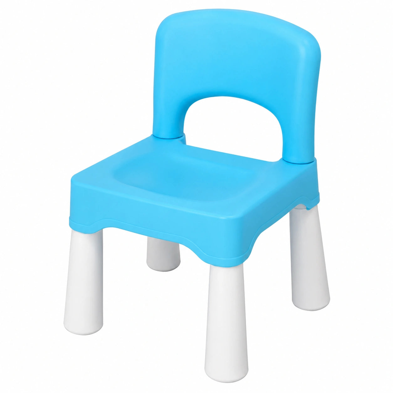Silla Infantil de Plástico Azul, Resistente y Ligera, Altura de Asiento 23.6 cm, Para Interior y Exterior