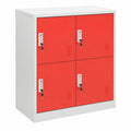 Conjunto de 2 Taquillas Metálicas de Acero Gris y Rojo para Vestuario 90x45x92,5 cm
