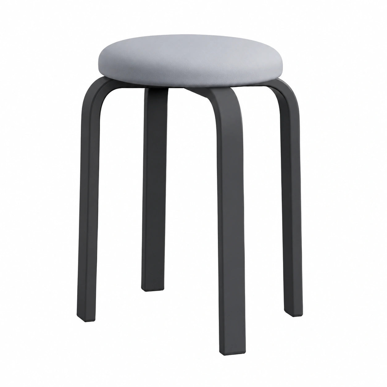 Taburete Apilable de Metal Negro y Gris con Acolchado y Funda Impermeable