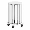 Set de 4 Taburetes Apilables con Ruedas y Mesa Auxiliar, Compactos y sin Montaje, para Comedor y Cocina (Blanco)