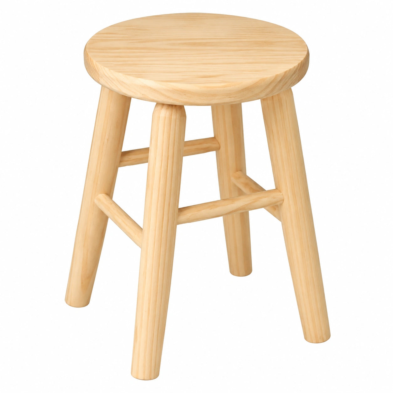 Taburete de Madera Natural con Reposapiés, Ideal para Niños y Hogar