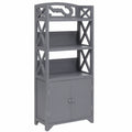 Armario de Baño Gris de Paulownia 46x24x116 cm