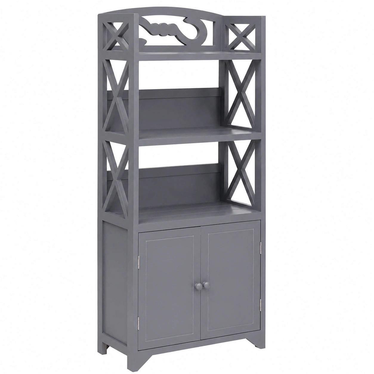 Armario de Baño Gris de Paulownia 46x24x116 cm
