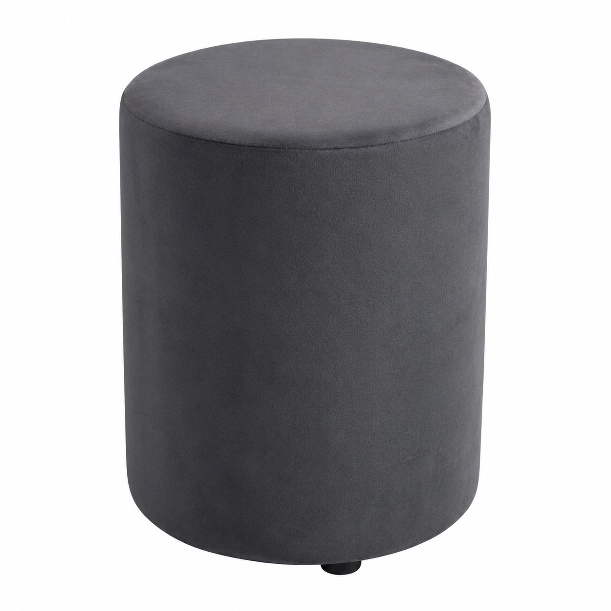 Ottomana de Terciopelo Redonda para Salón y Dormitorio - Puff Compacto 28 x 36 cm - Reposapiés Decorativo - Taburete Elegante de Tocador