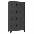 Armario de Taquillas Metálicas con 12 Puertas Cerrables para Vestuario, Antracita 90x45x180 cm