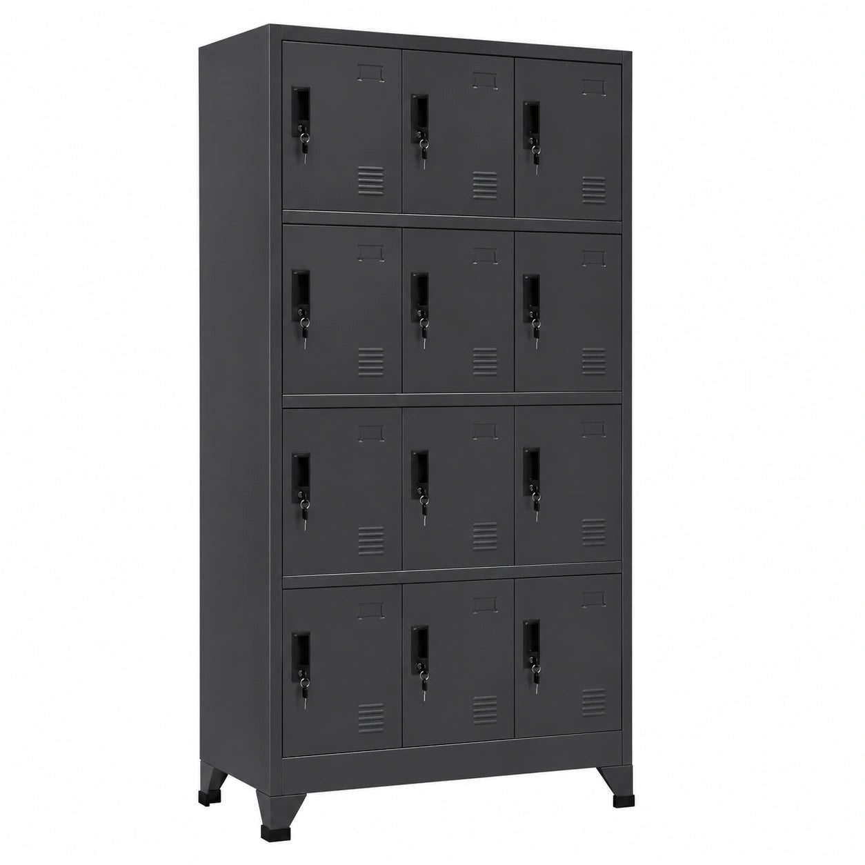 Armario de Taquillas Metálicas con 12 Puertas Cerrables para Vestuario, Antracita 90x45x180 cm