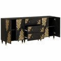 Conjunto de Muebles de Baño Negro, 3 Piezas con Cajón, 180x33x75 cm, 55.7kg