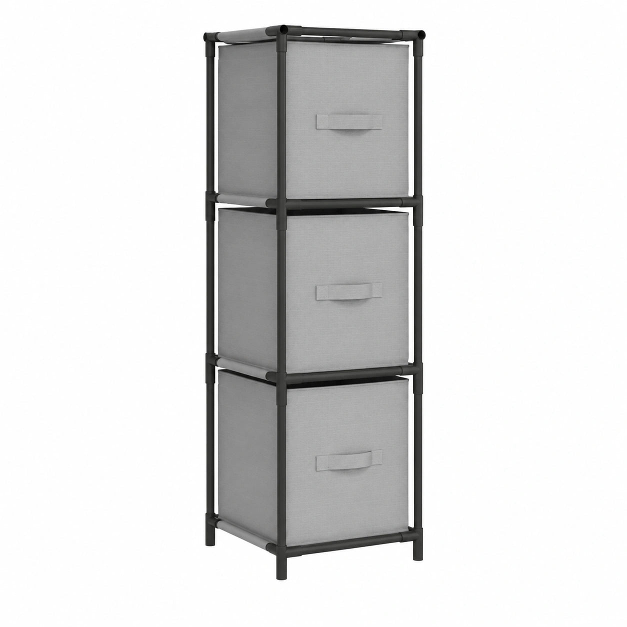 Armario de Acero con 3 Cajones de Tela en Gris, 34x34x101 cm