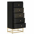 Cómoda de Madera de Mango Negro y Dorado 45x30x105 cm, Almacenamiento Elegante