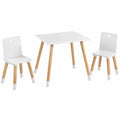 Conjunto de Mesa y Sillas Infantiles de Madera Maciza - Estilo Escandinavo para Niños y Niñas desde 2 Años - Blanco y Natural