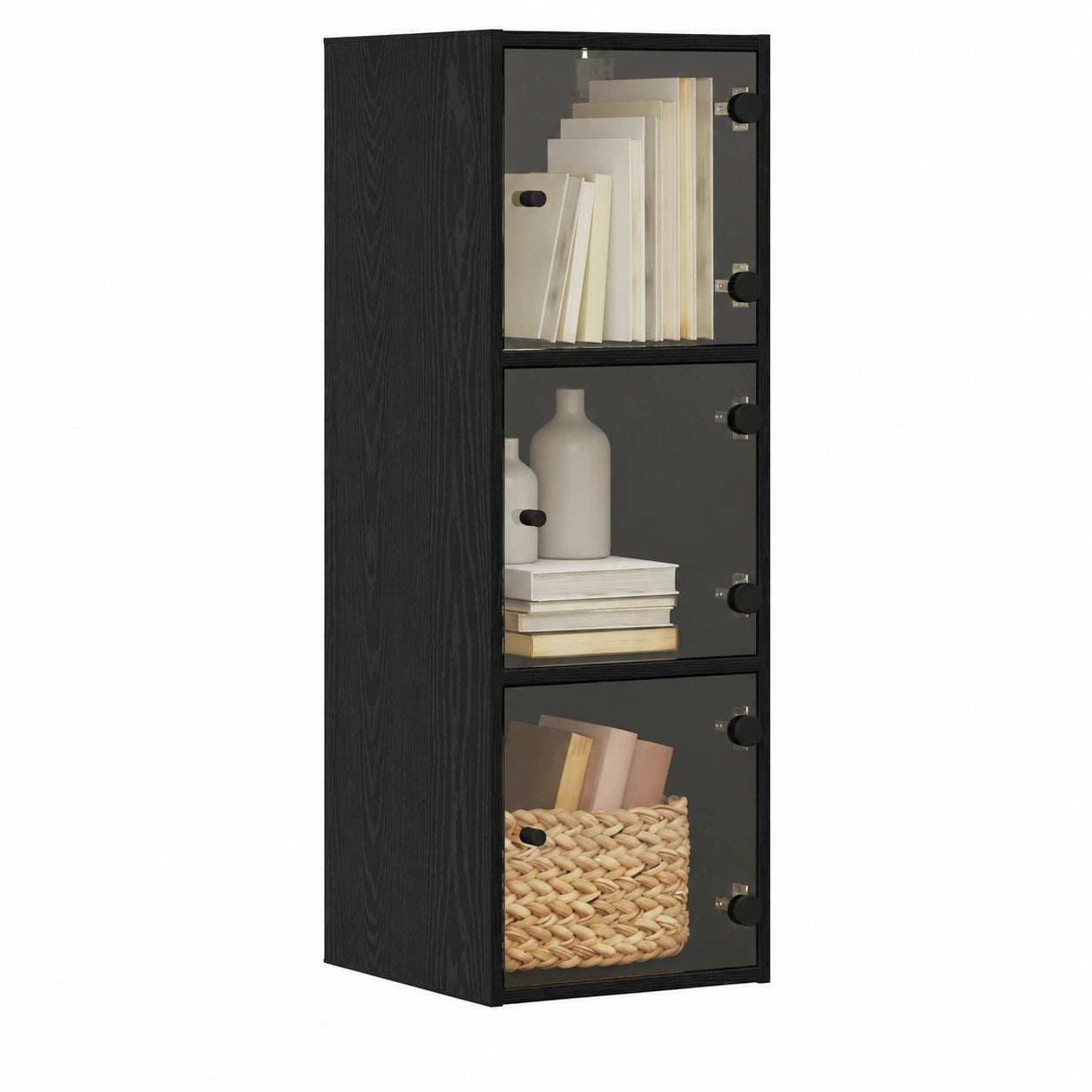Armario de Pared Negro Roble 35x37x102 cm para Almacenamiento