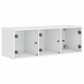 Armario de Pared Blanco con Puertas de Vidrio, 102x37x35 cm, Almacenamiento Moderno