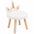 Taburete Infantil de Unicornio en Blanco con Acabado de Piel Sintética