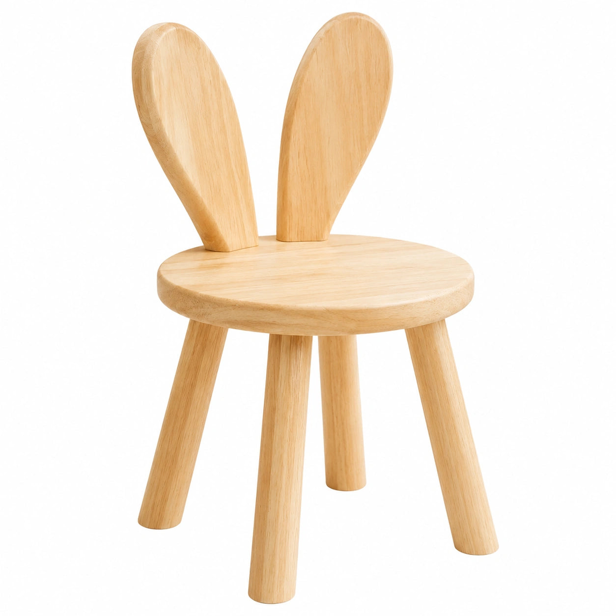 Taburete Infantil de Madera con Respaldo de Conejo para Niños