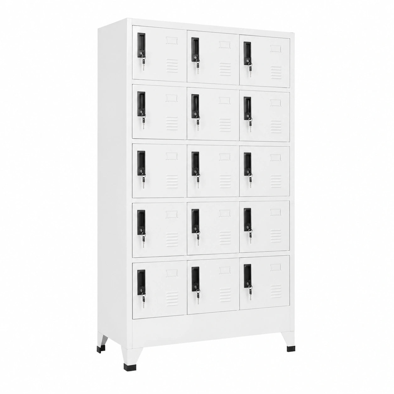 Armario Metálico con 18 Casilleros y Cerradura, Blanco 90x40x180 cm