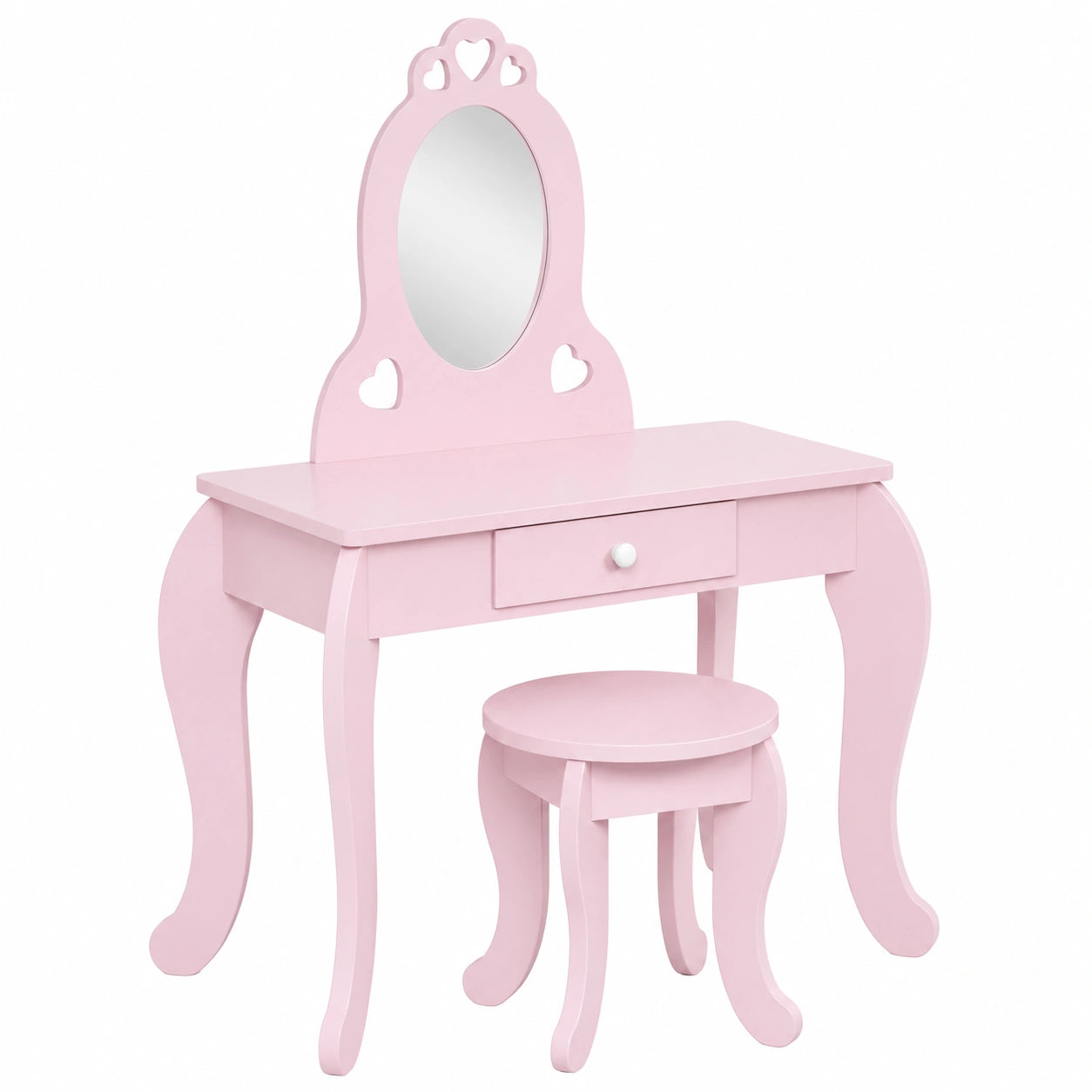 Set de Tocador Princesa para Niñas 3-6 Años con Espejo y Taburete, Rosa