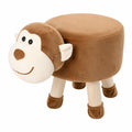 Taburete de Peluche para Niños con Patas de Madera y Diseño de Mono