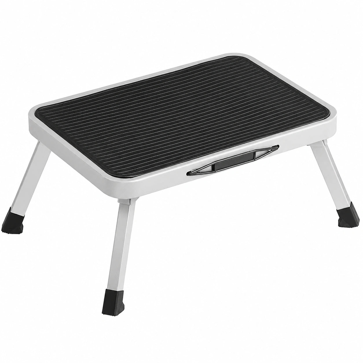 Taburete Plegable Antideslizante de Acero, Capacidad 150 kg, Blanco