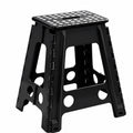 Taburete Plegable Portátil 45 cm, Soporte 150 kg, Asa Transporte, Uso en Cocina, Baño, Camping, Negro