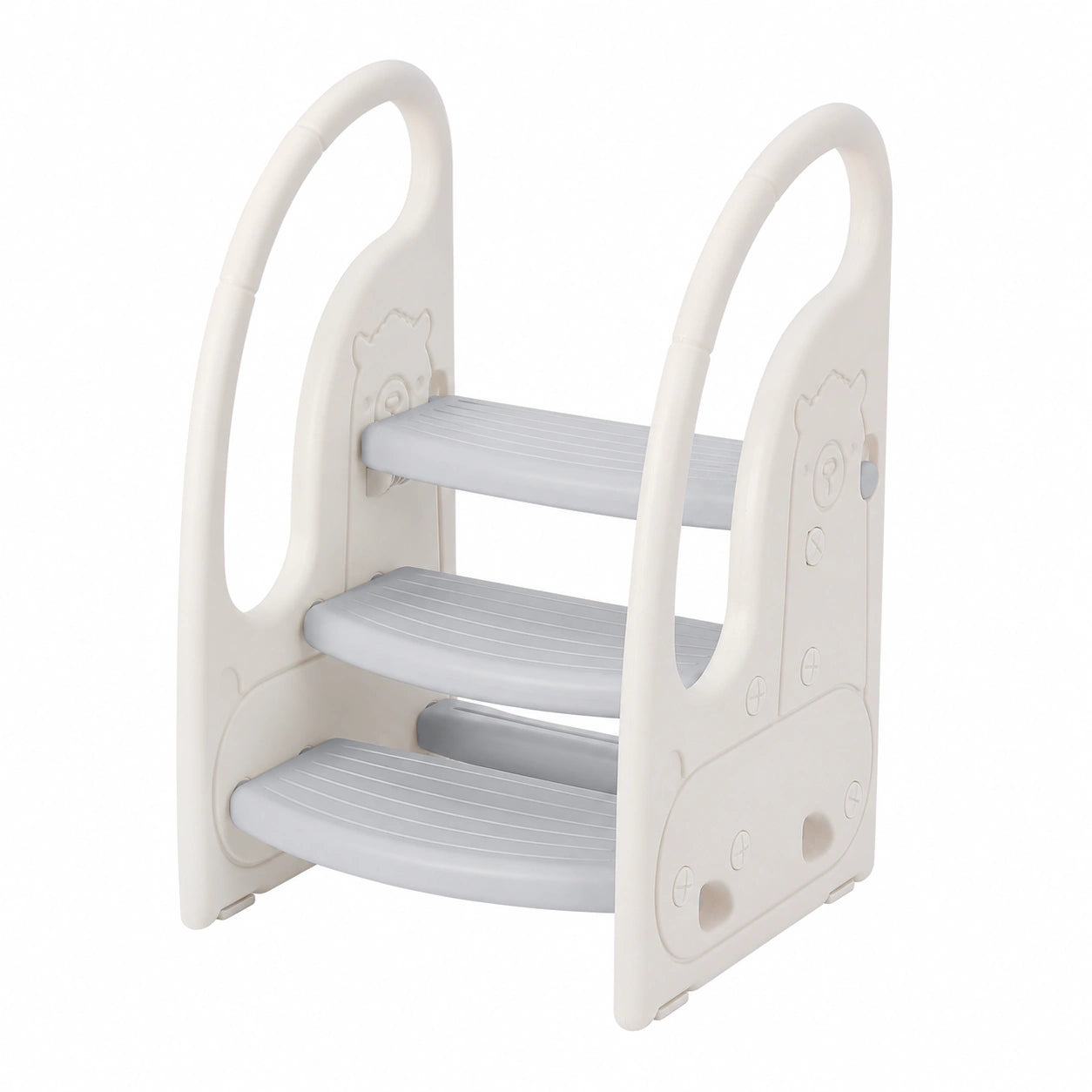 Escalera Infantil Ajustable y Antideslizante, 3 Peldaños, Multiusos para Cocina y Baño (Gris)