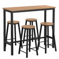 SoBuy Conjunto de Comedor Alto con 4 Sillas, Mesa de Bar Compacta Negra